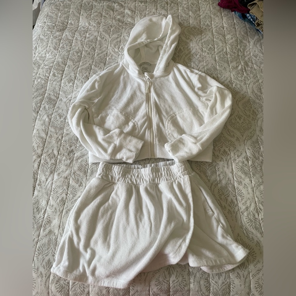 Atleta Girls White Hoodie and Shorts Set